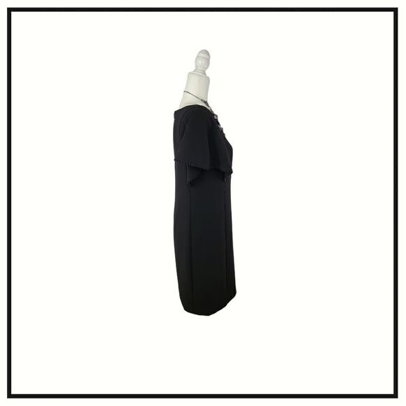 LOFT black pom poms shift dress size 4 - Picture 2 of 4